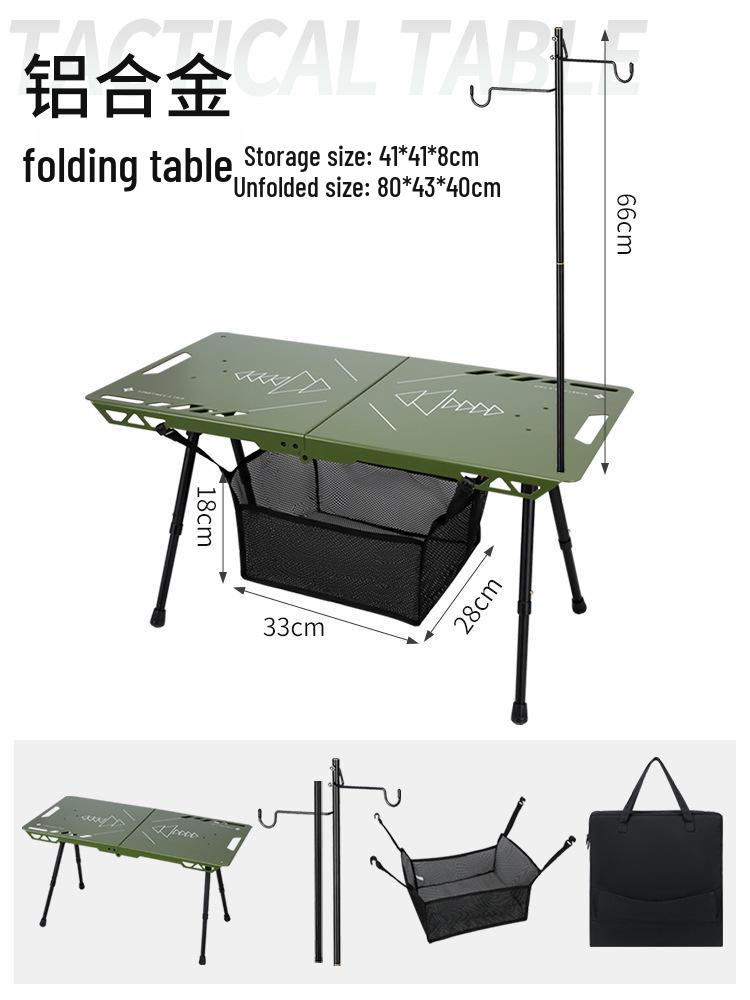 Lightweight Aluminum Folding Camping Table with Portable Storage - Blackened Style