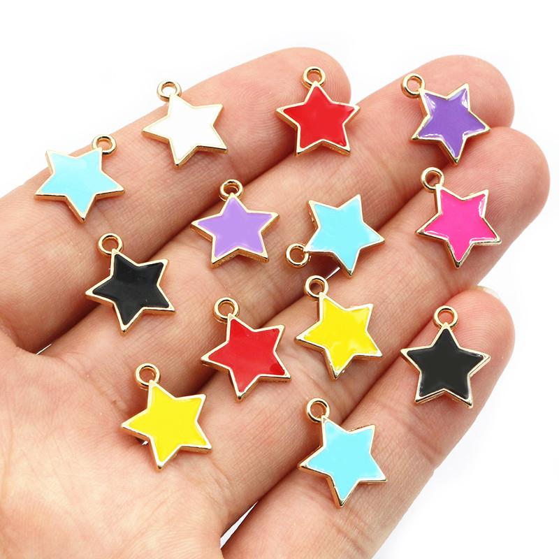 50pcs Bow Butterfly Star Charms Pendant Enamel Metal for Earrings Necklace Bracelet DIY Jewelry Making Accessories Findings