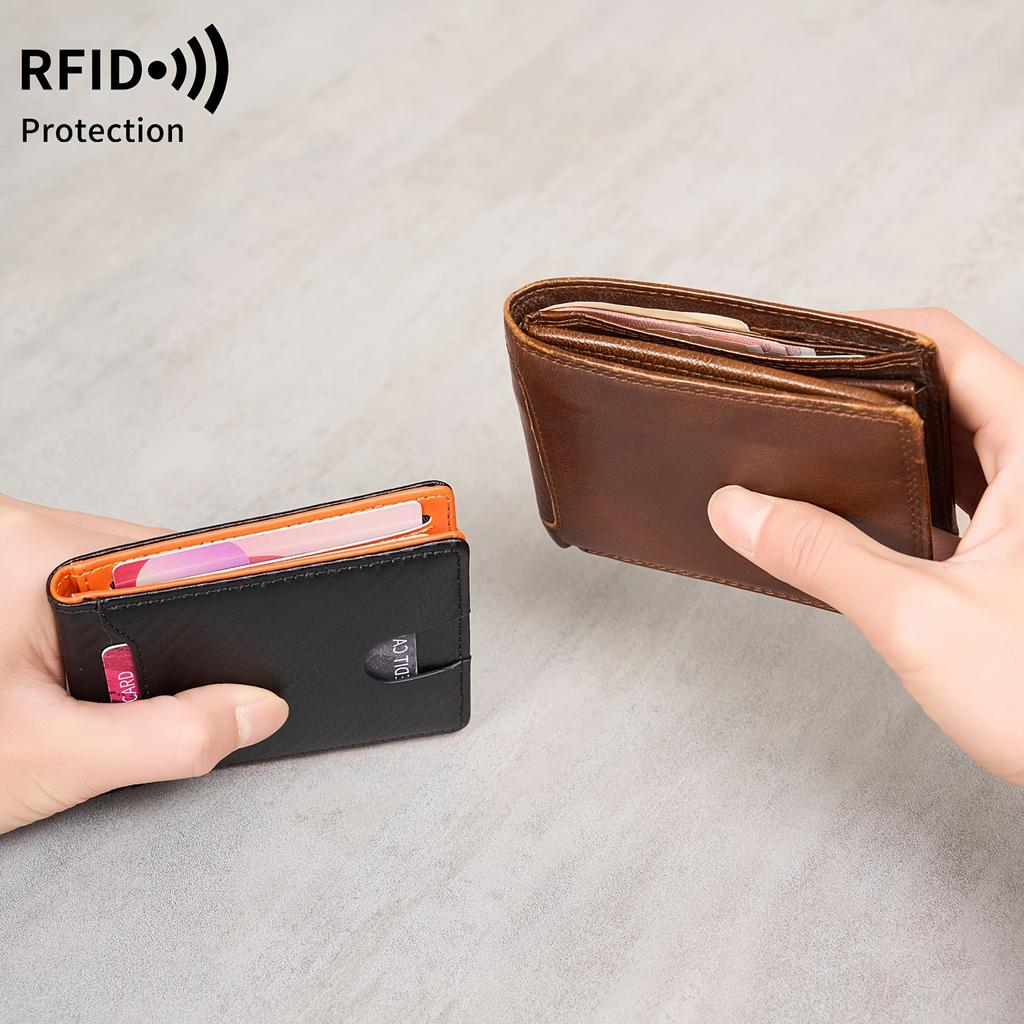 Men'S Wallet Minimalist Ultra-thin Double Fold Credit Card Holder, Portable Front Pocket Zero Wallet, Ideal Gift for Men