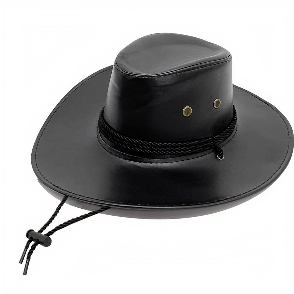 Unisex Western Leather Hat with Wide for