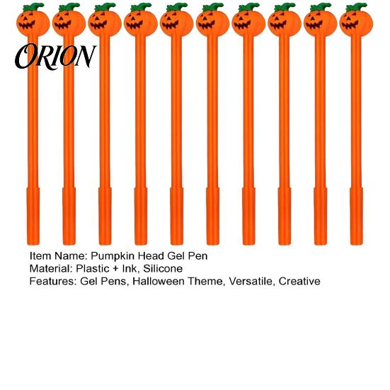Długopisy na prezent świąteczny 10 szt. Długopisy żelowe na Halloween, Uroczy topper z twarzą dyni, Cienkopis 0,5 mm, czarny, do biura, szkoły, artykułów papierniczych, dla dzieci