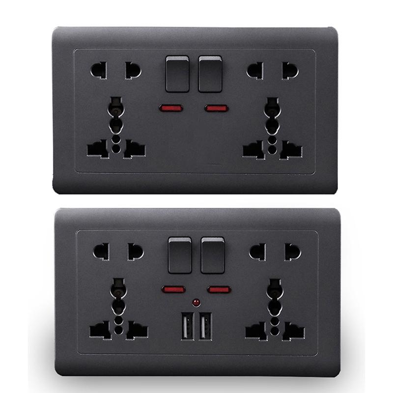 Eu Standard Usb Socket Gray Embedded Panel Wall Power Socket