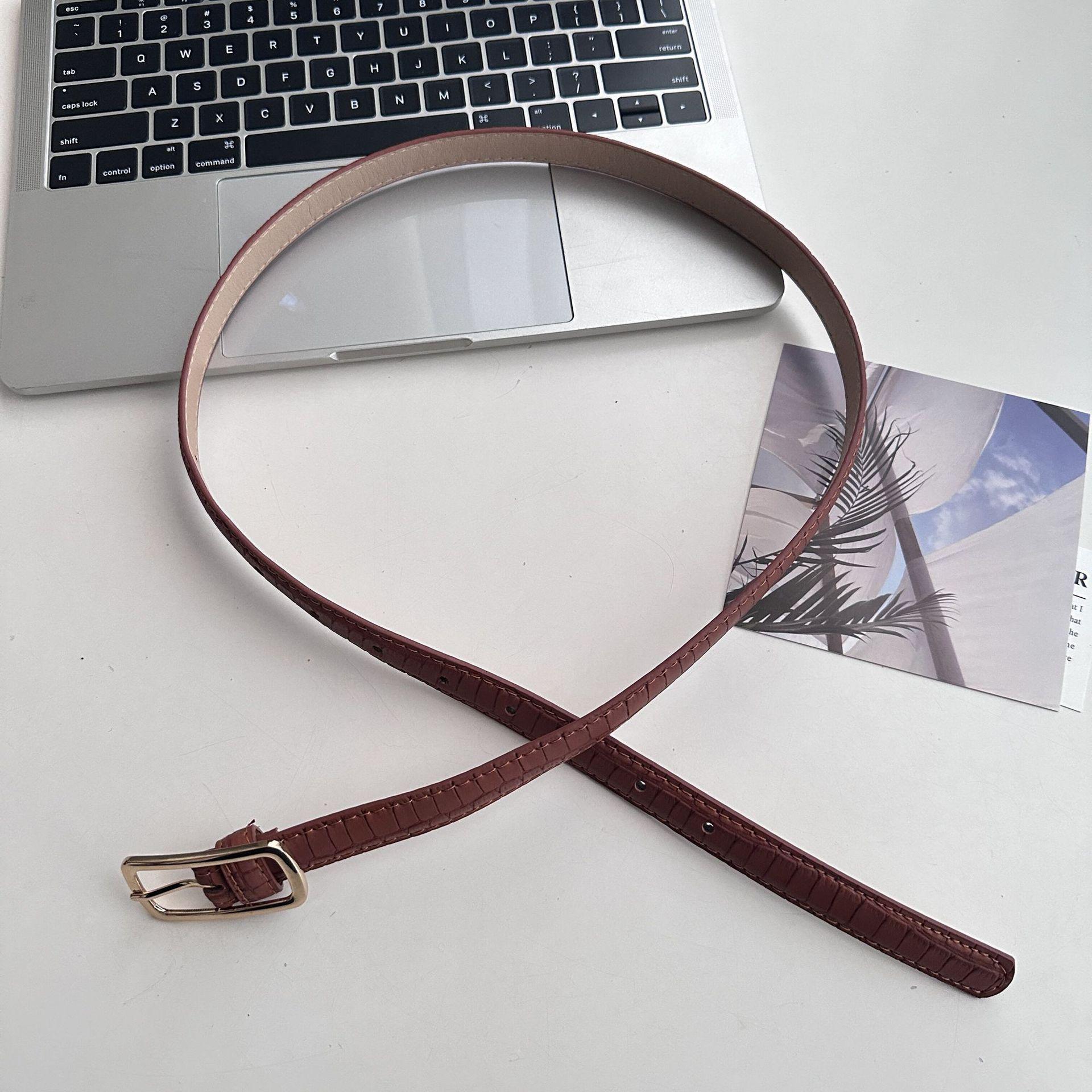 Women s Trendy Red Crocodile Pattern Leather Waist-Cinching Belt One Size