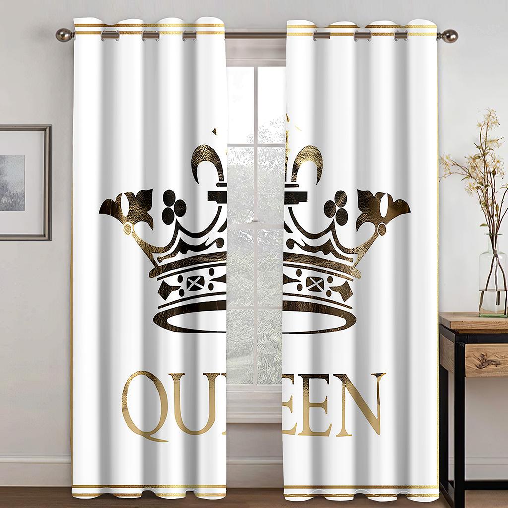 2panels Pink Queen King CrownCurtains Blinds Window Treatment for  Kids Girls' Bedroom Office Kitchen Living Room Grommet Top