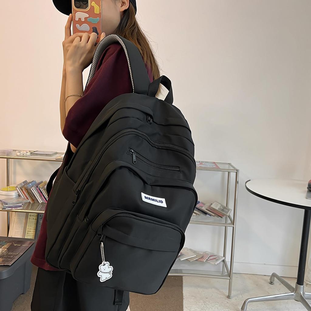 Korean Backpack for Large School High School Student Town Black [ZESU] Women, Capacity, Rucksack, Backpack, Men's, Lightweight, Men's, Women's,