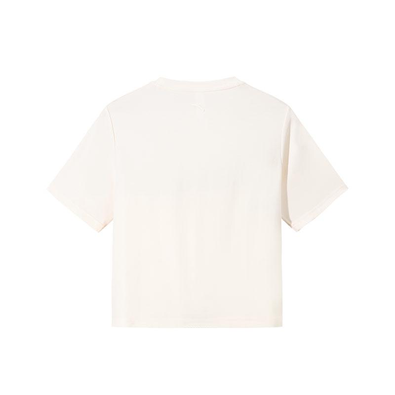 Anta Simple Versatile Solid Color Short Sleeve Round Neck T-Shirt Women Tops Corn-White 162527107-3