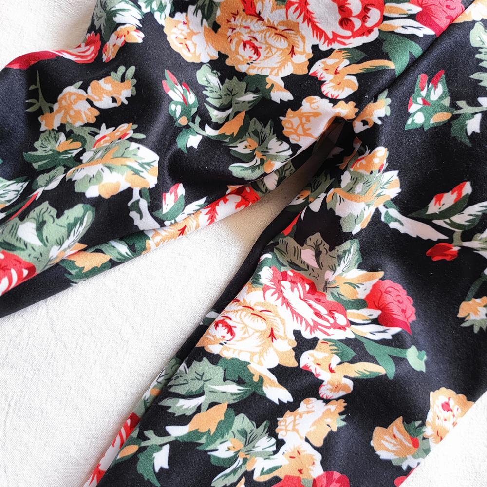 Floral Print Autumn Winter Thickened Warm Kids Pants Baby Girl Velvet Leggings Children's Trouser