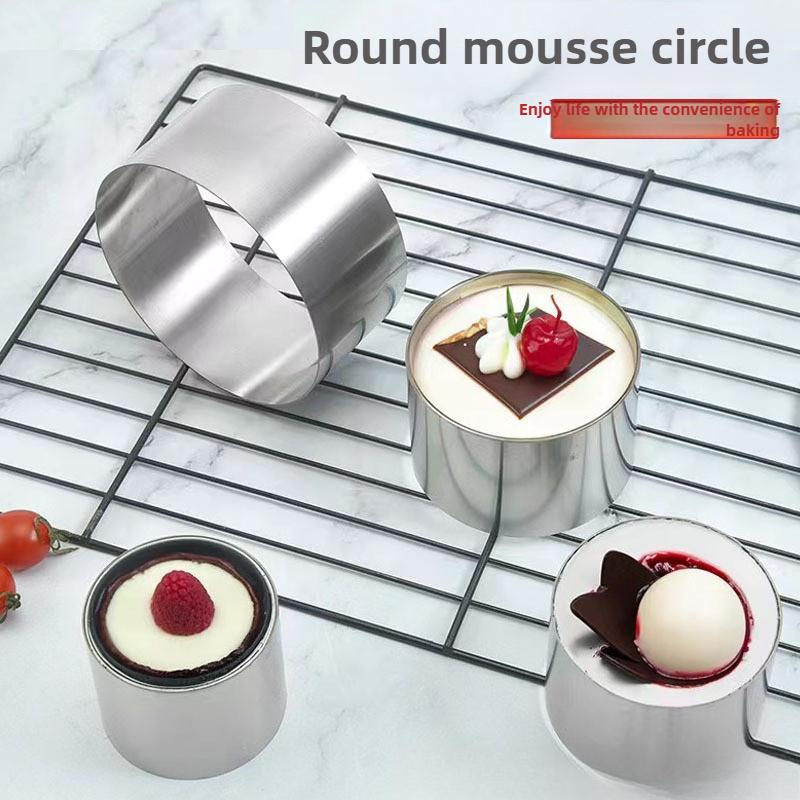 Stainless Steel Round Mousse Circle Seamless Dumplings Biscuits Cake Mold Four-piece Jelly Setting Mold Baking Tool