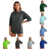 Women's Long Sleeve Button Down Sweatshirt with Collar and Pockets Casual Top