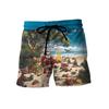 2025 Novos Calções de Banho de Natal para Homem Calções Casuais de Surf com Estampa 3D de Pai Natal para Homem