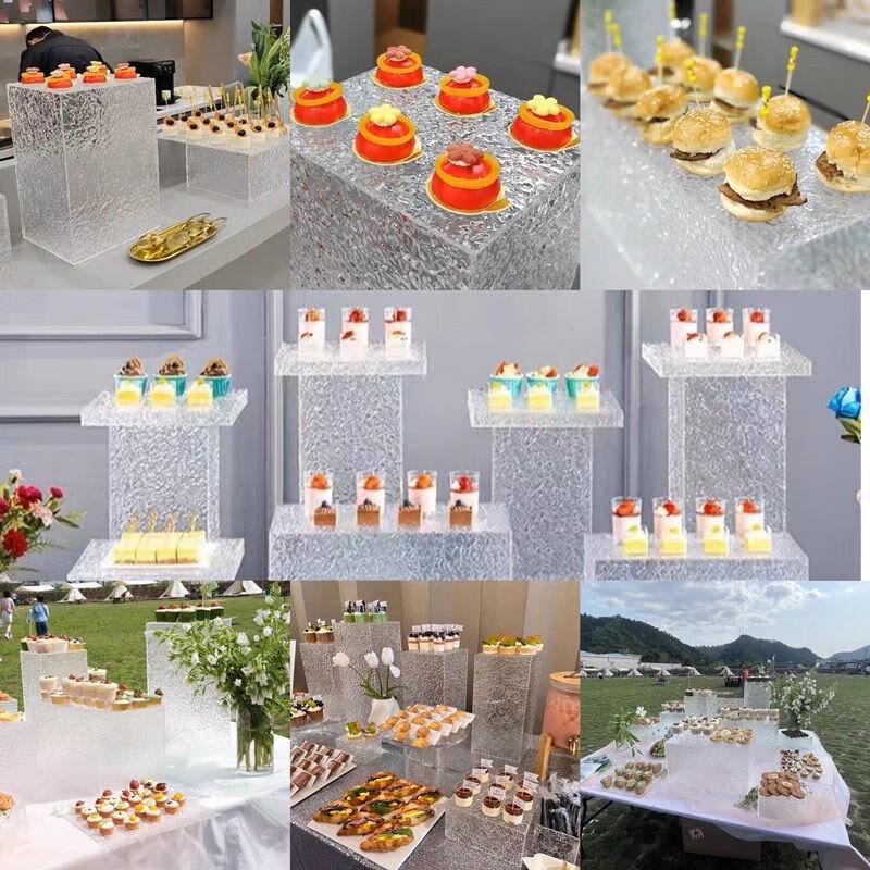 Acrylic Water Ripple Stone Pattern Dessert Display Stand