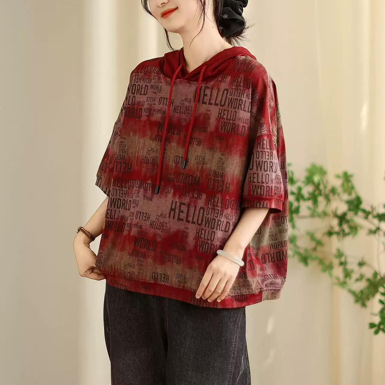 

DIMANAF 2025 Летняя футболка Женская с буквенным принтом Короткие рукава Свободные топы Футболки One Size