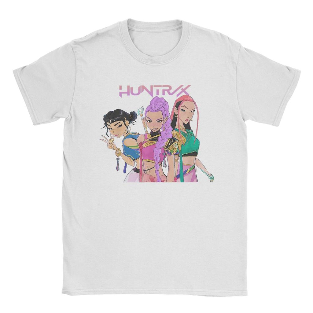 Men's T-Shirt Rumi Mira Zoey HUNTRIX Kpop Demon Hunters Cool Pure Cotton Tees Short Sleeve T Shirt O Neck Clothes Plus Size