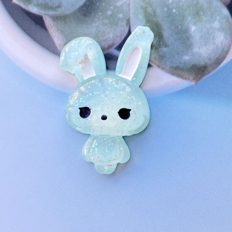 

Baby Rabbit Shiny Resin Cute Animal Flat back Cabochon 12 pcs 20*33 mm For Hair Clothing Shoes Planar Resin DIY Home Decoration небо синє кольору