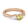 Lemon Quartz Three Stone Pear Accent Ring - 925 Sterling Silver Rose Gold Vermeil