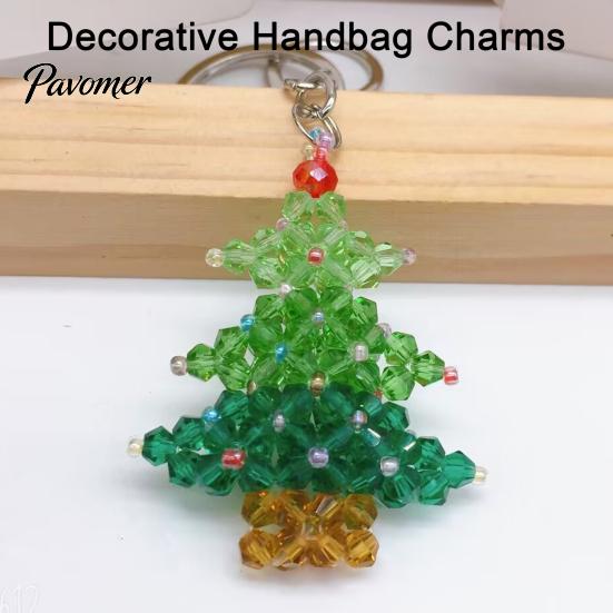 Beaded Key Holder Handmade Christmas Keychain, Xmas Tree Wreath Gift Box Bell Backpack Charm Santa Keyring, Hanging Decor for Party Favors