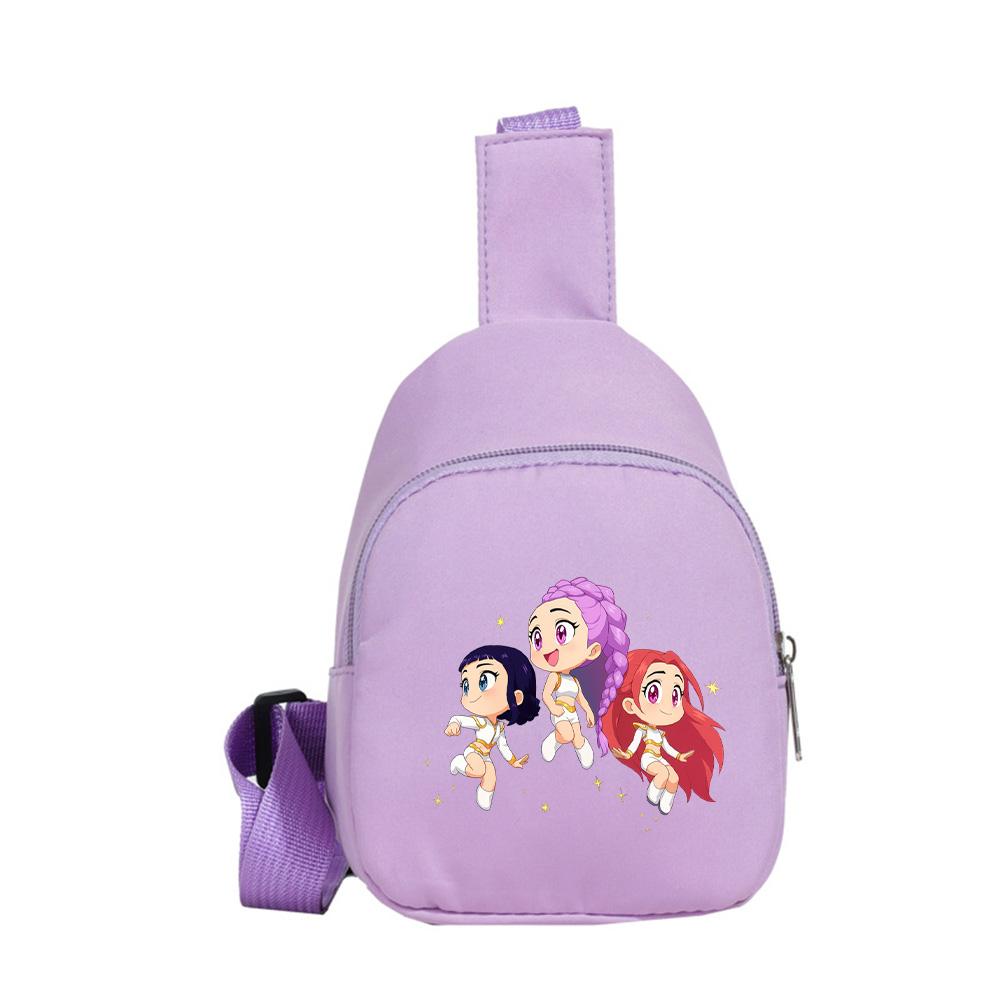 Borsello petto stampato Anime Cartoon K-Pop Demon Hunters Kawaii per Ragazzo Ragazza Borsa a spalla Studente Borsa a tracolla portatile Borsa petto di Natale Regalo per bambino