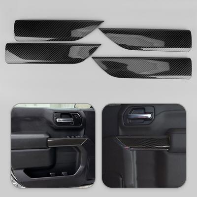 1Set Interior 4 Door Panel Decor Trims Covers Fit for Chevrolet Silverado GMC Sierra Crew Cab Truck - Carbon Fiber Grain
