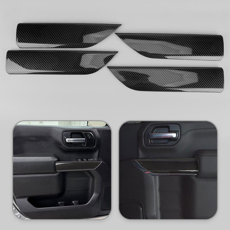 

1Set Interior 4 Door Panel Decor Trims Covers Fit for Chevrolet Silverado GMC Sierra Crew Cab Truck - Carbon Fiber Grain