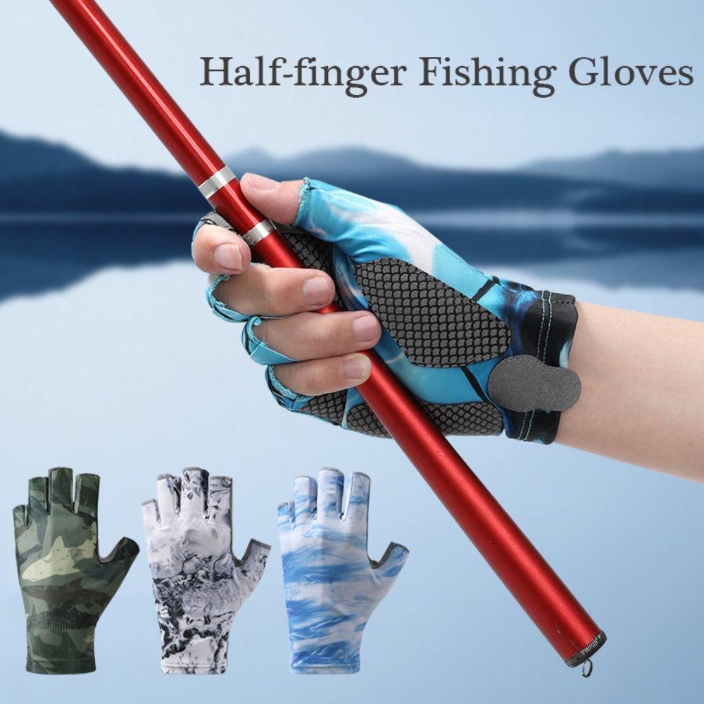 Sweat-absorbent Men Cycling Gloves Elastic Fingerless Gloves New Fishing Gloves