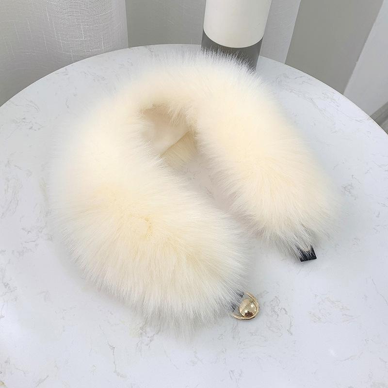 Winter Plush Thickened Warm Imitation Fox Hair Snap Button Scarf Versatile Women's Imitation Fur Scarf