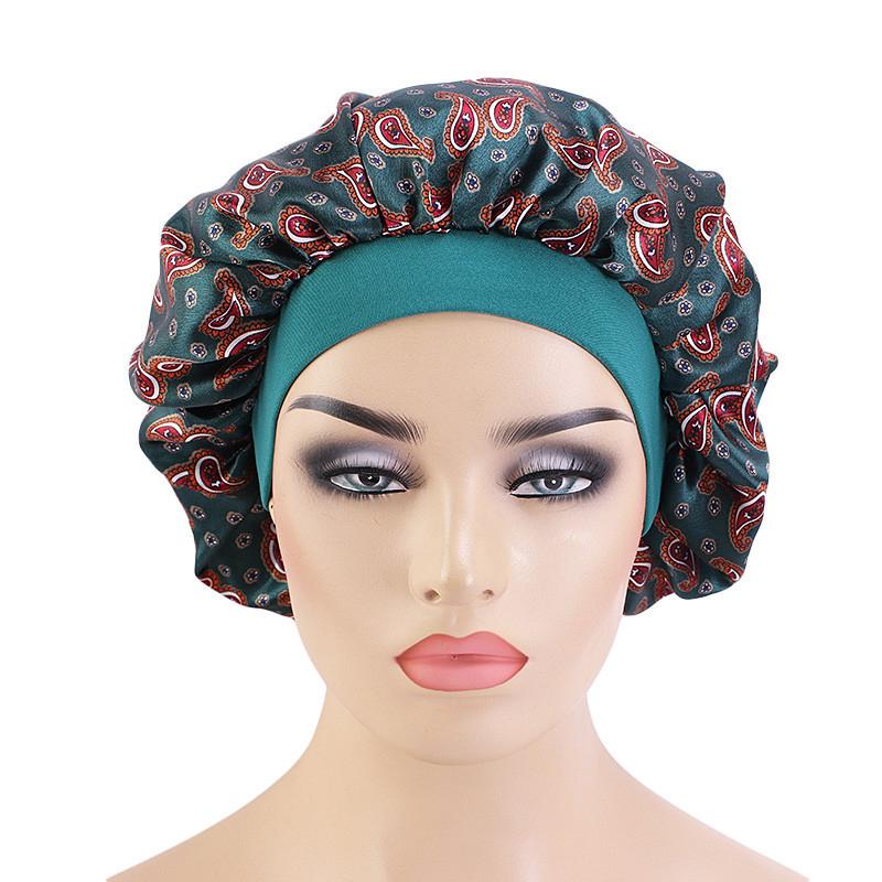New Amoeba Satin Round Cap Elastic Wide Brim Night Cap Shower Cap Beauty Salon Cap
