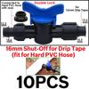 16mm 5/8" Drip Irrigation Tape Shut-Off Valve End Plug Connector Thread Lock Garden Watering System Greenyhouse to PVC Hard Pipe