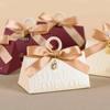 2025 Elegant Triangular Wedding Candy Box for Newlyweds – High-End Party Favor