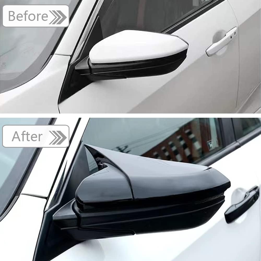 Car Ox Horn Side Rearview Mirror Cover Wing Mirror Protect Decorate Covers Auto Exterior Decoration Accessories For Honda 10Th Gen Civic 2016 2017