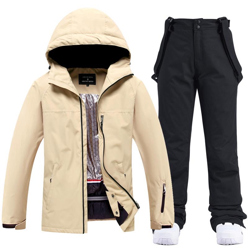 Unisex White Ski Suit Set: Winter Outdoor Snowboard Pants and Jacket for Couples