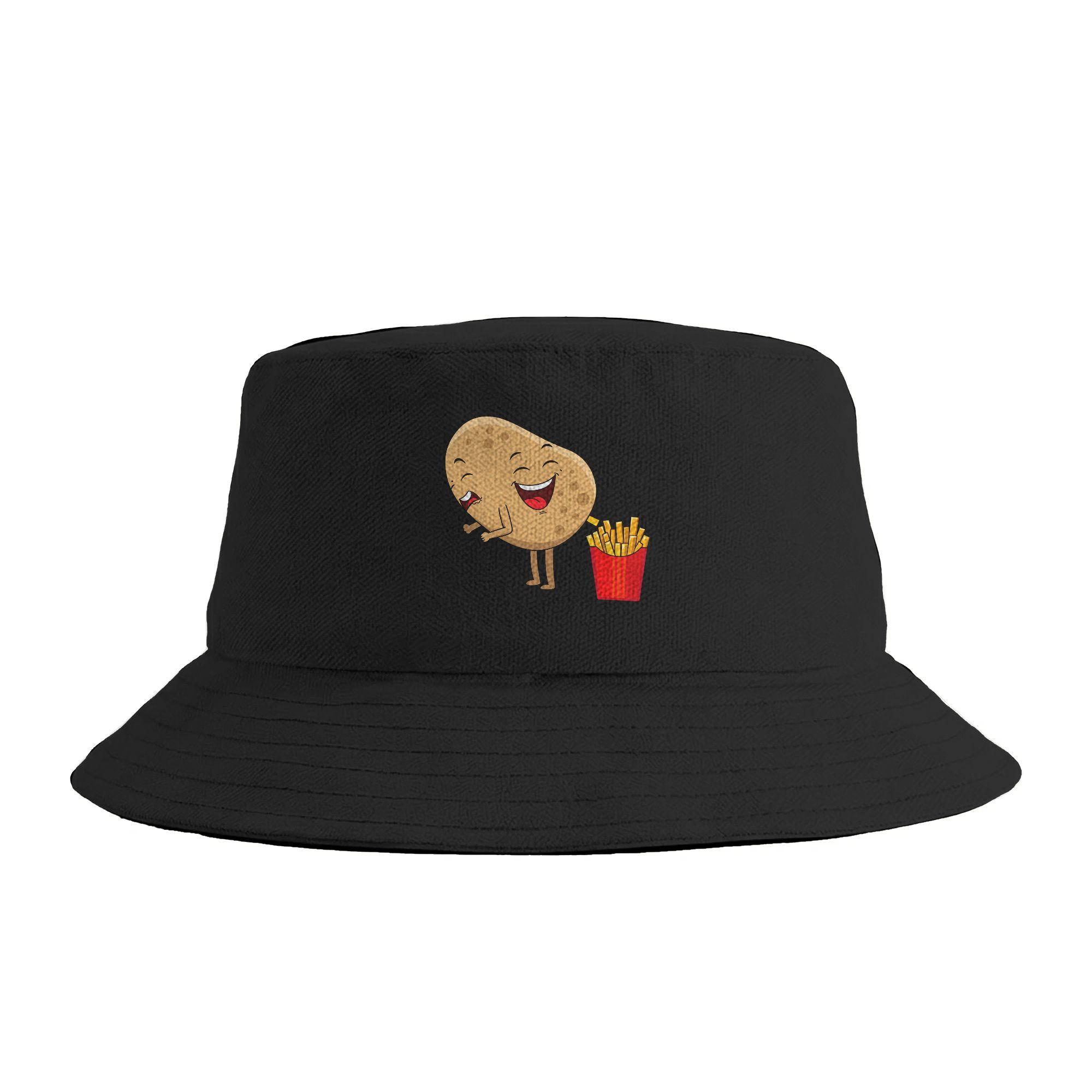Potato Pooping French Fries Designs Potato Food Eaters Bucket Hat Streetwear FisherUnisex Caps For Unisex Vintage Travel Sun Hats One Size