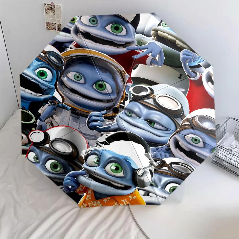 Crazy Frog, Automatic Folding Umbrella, Portable and Foldable Design, 8 Ribs, a Christmas or Birthday Gift.