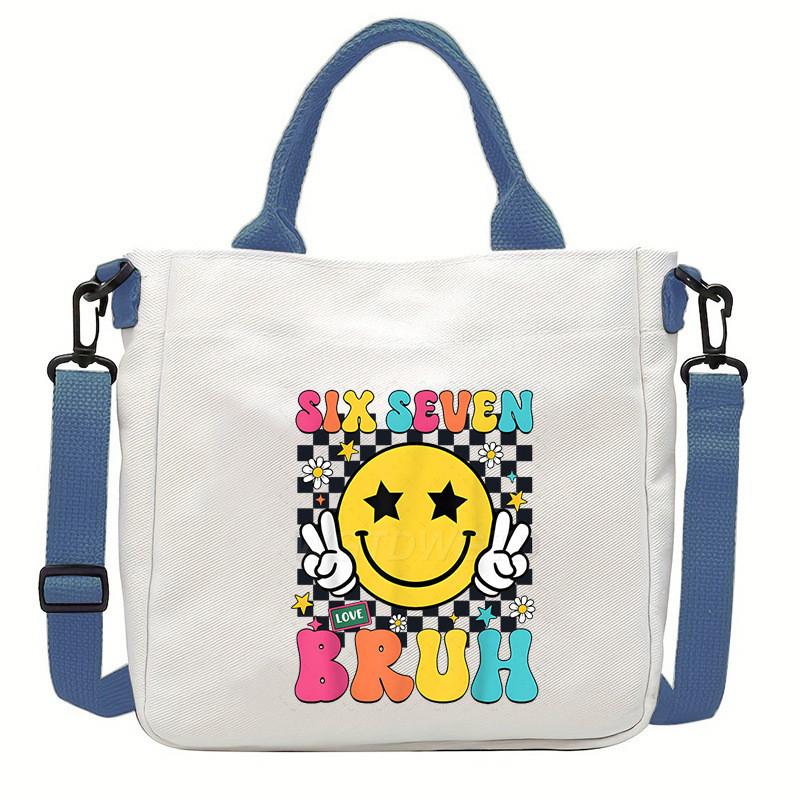 Steal a Brainrot 67 Unicorn Printed Student Crossbody Bag Casual Canvas Shoulder Bags