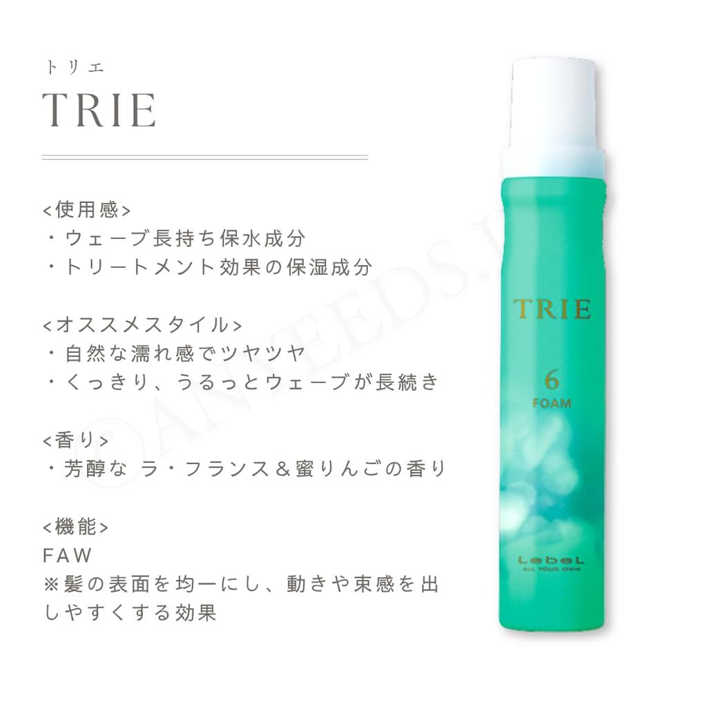 Lebel Trie Foam 6 Styling Hard Foam Fruity Floral Spray for Men and Women (200g, 3-pack) Foam, Set, Type, Scent, Volume-Maintaining,