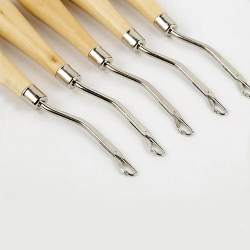 Hot Sale 1Pc Latch Hook Rug Kits DIY Latch Crochet Hook Wooden Handle Needle Puller Tool for Canvas Mat Rug Craft Handmade Tools