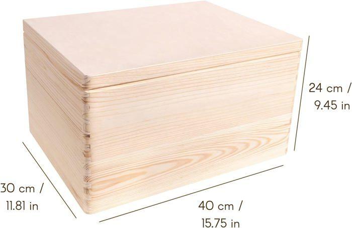 Boite de Rangement en Bois - Creative Deco - 40x30x24cm - Non Poncé - Naturel - Mixte