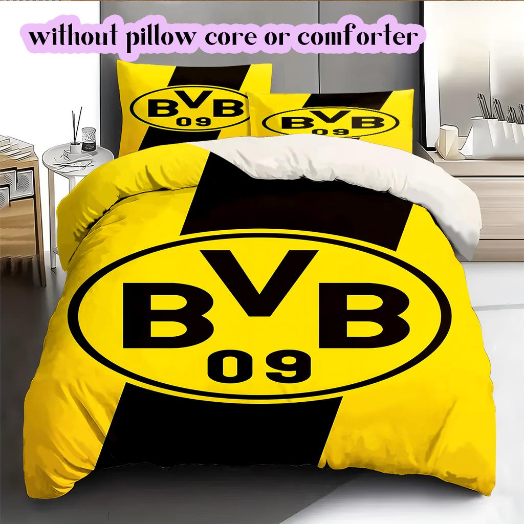 football Logo Pattern Bedding Quilt Set Quilt Cover Pillowcase Home Decoration Birthday Gift (1*duvet cover+ 2*pillowcase, without core)