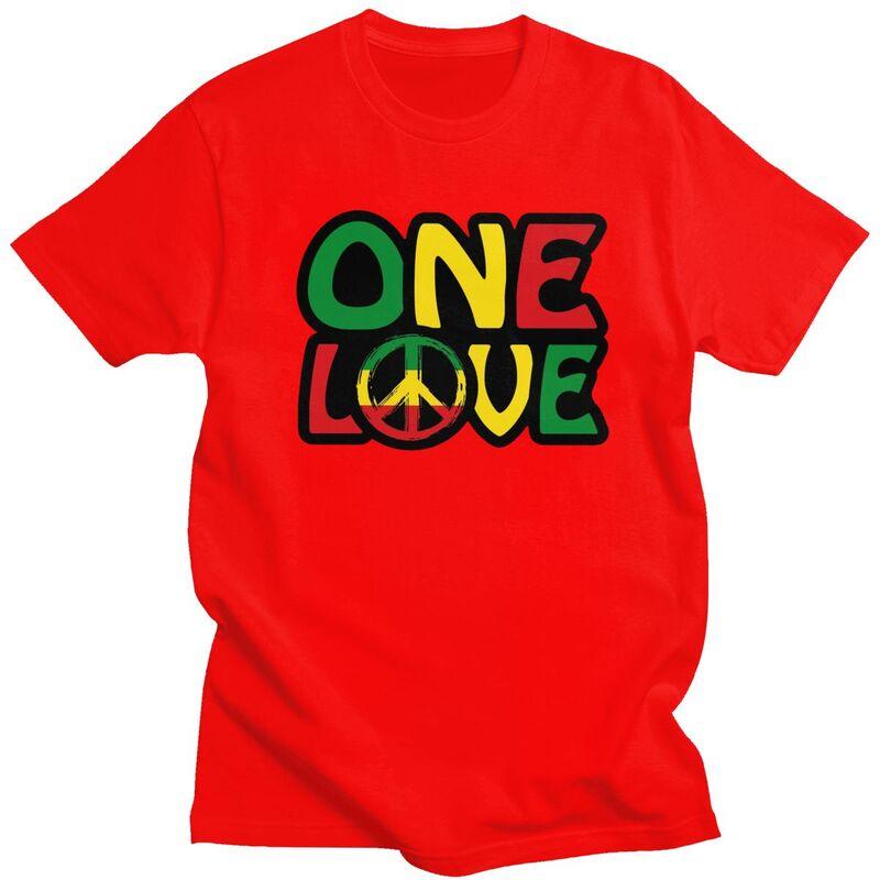 Мужская футболка на заказ ONE LOVE с символом мира, повседневная футболка, одежда в стиле ямайского регги S