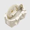 Women's Ruched Leather Bag Luxury Pearl Bags Wedding Clutch for Party Ball Crossbody Bags