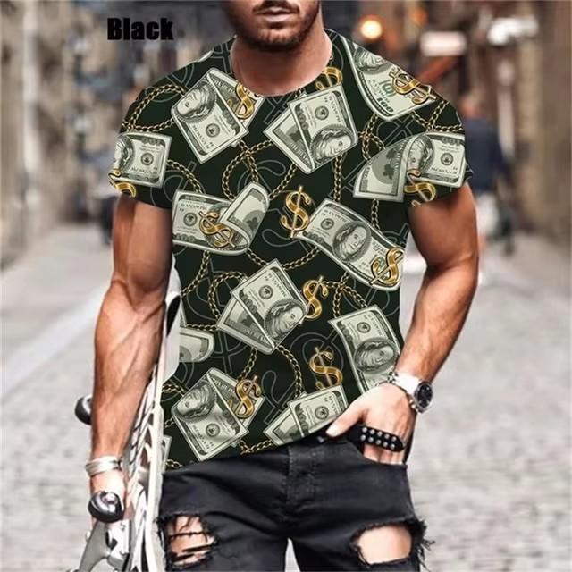 

Модная футболка мужская весенне-летняя с 3D-принтом, с коротким рукавом, повседневная, модная, с круглым вырезом, спортивный топ XS