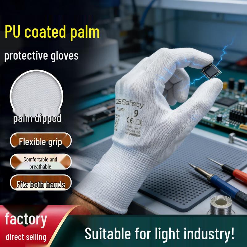 QS Safety Nitrile PU Coated Anti-static Work Gloves