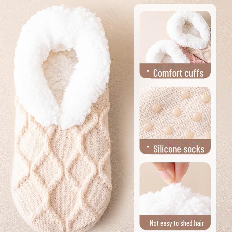 Damen Dicke Lammfleece Rutschfeste Bodensocken für Wärme und Komfort zu Hause, Ideal zum Schlafen und für den Wintergebrauch.