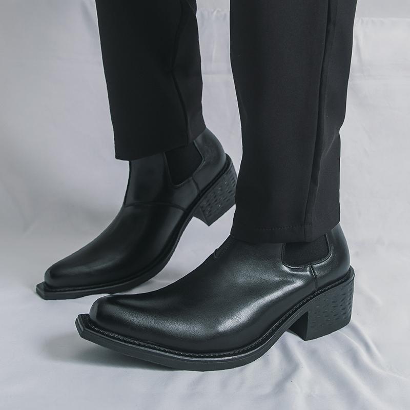Men's Classic Retro Chelsea Boots Pointed Toe Leather Ankle Boots Men British Style Short Boots High-top Business Formal Shoes
