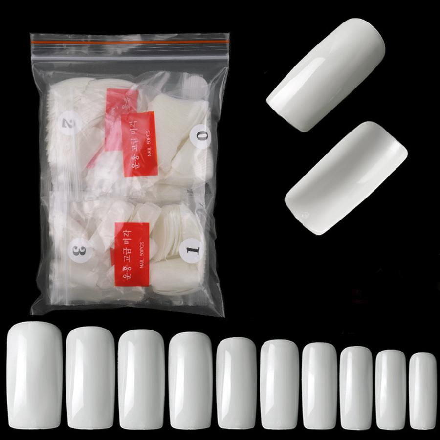 500Pcs Nail Tips, Half Cover & Full Cover False Nails, Natural Clear White Nails for Acrylic UV Gel Manicure Salon & Home Use