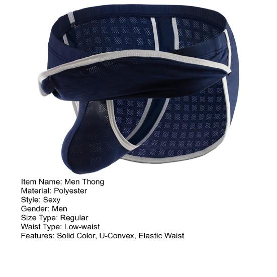 Herren-Tanga, sexy, niedrige Taille, elastischer Bund, schmale Passform, Slips, einfarbig, atmungsaktives Netzhöschen für den Alltag