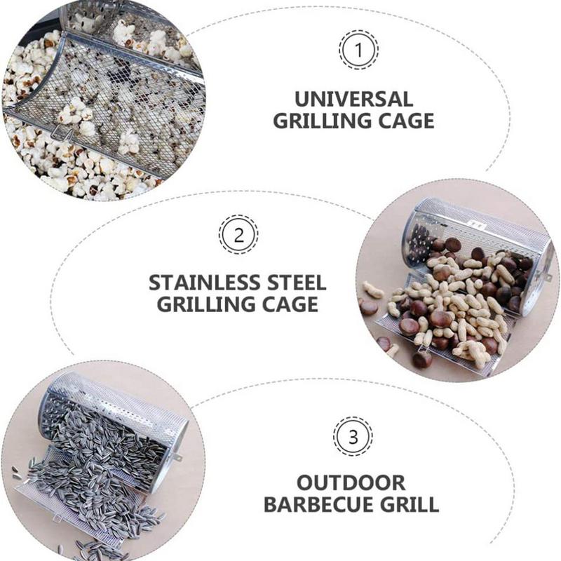 Ossayi Cuptor din Oțel Inoxidabil Gril Rotativ Cușcă Nuci Boabe de Cafea Coș de Copt pentru Barbecue Friteuză cu Aer Accesorii Rotiserie