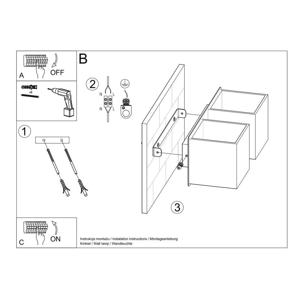 Quad 2 Gray Wall Lamp