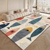 Colorful Little Fish Pattern Carpet, with Beige, Blue, Red, Machine Washable, Non-Slip Backing, Durable, Soft and Comfortable
