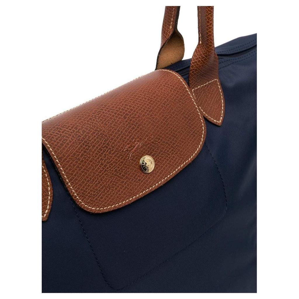 Longchamp Original Snap Zipper Closure Recycled Canvas Tote Shopping Bag Handheld Shoulder Bag Large Women tote Navy-Blue L1899089P68