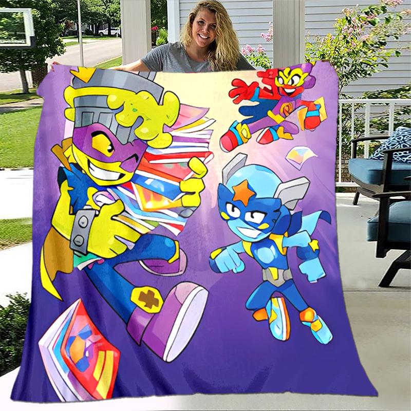 1pc Blanket Superthings Print Design, Lightweight Blanket for Sofa, Bed- Soft &Warm, Gift for All Seasons like Christmas, Halloween